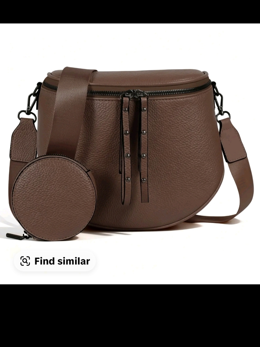 Brown Pebbled Leather Crossbody Bag with Coin Pouch